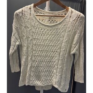 American Eagle Outfitters Cream Cable Knit Cropped Sweater S